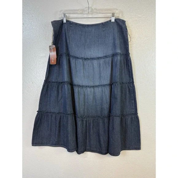 Jones Wear Jeans Women Skirts Size 12 Blue Wash Denim Casual Western Y2K NWT - Picture 4 of 9